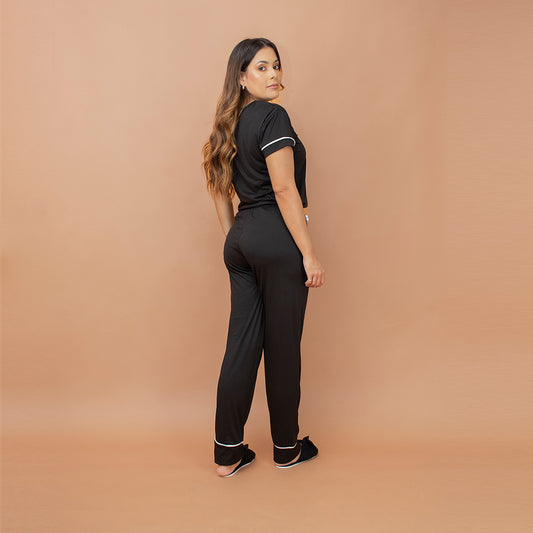 Pijama Manga com Calça - Malha Suede