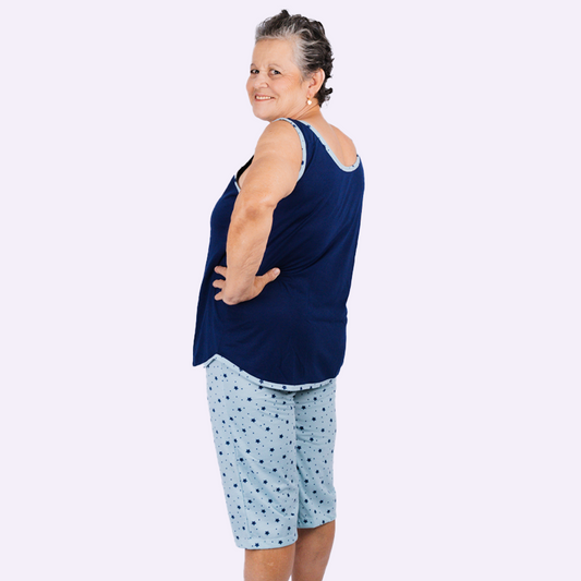 Pijama Senhoril - Regata Bermuda - Malha Poliester com Viscose