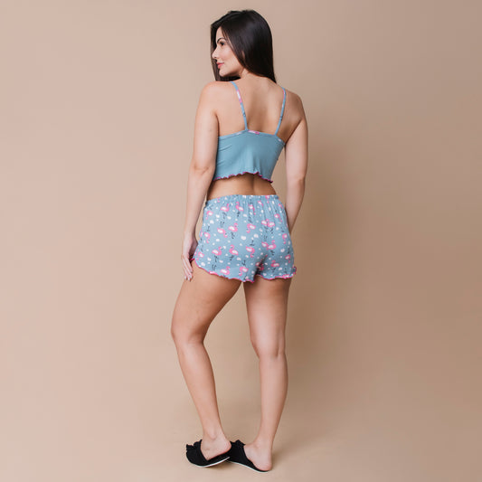 Pijama Feminino Cropped - Malha suede (M e G)