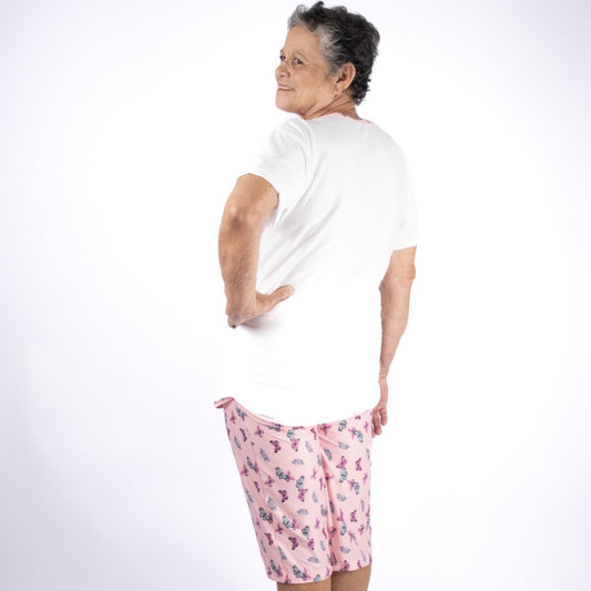 Pijama Senhoril - Manga com Bermuda- Malha Suede
