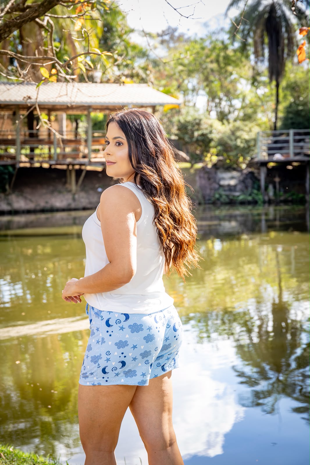 Pijama Regata com Short- malha suede