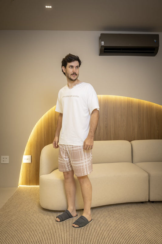 Pijama Manga Com Short- Masculino