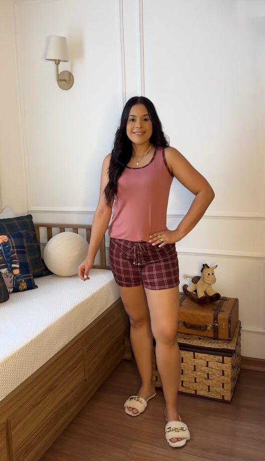Pijama Regata com Short - Malha Suede