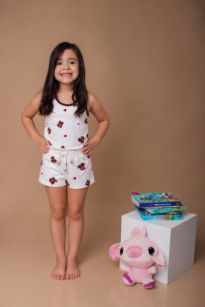 Pijama infantil Regata com Short  - Malha Suede