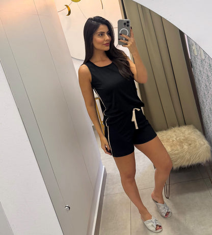 Pijama Regata Com Short- malha suede