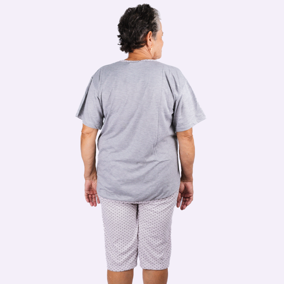 Pijama Senhoril - Manga com Bermuda - Malha Poliester com Viscose
