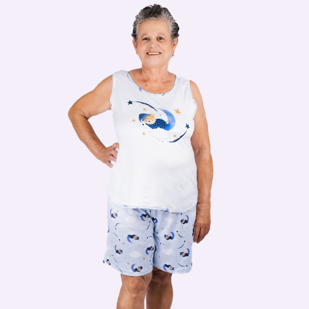 Pijama Senhoril - Regata Short - Malha Suede