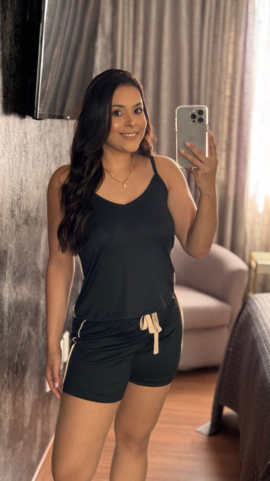 Pijama Alcinha Com Short-malha suede