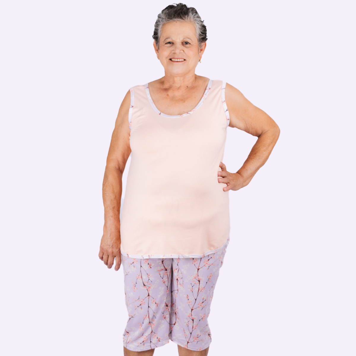 Pijama Senhoril - Regata Bermuda - Malha Suede