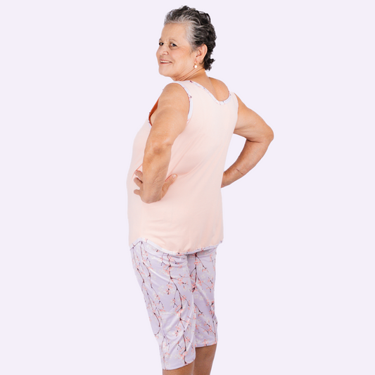 Pijama Senhoril - Regata Bermuda - Malha Suede