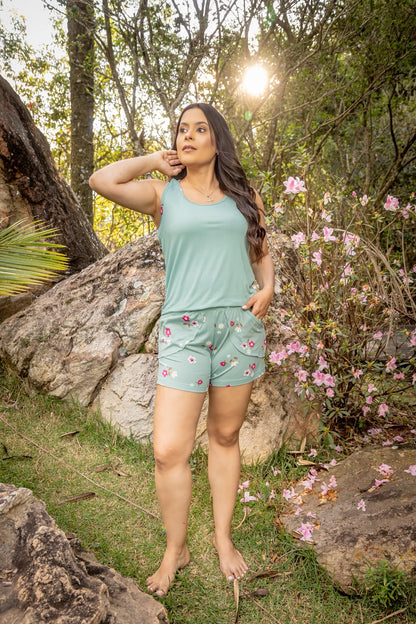 Pijama nadador com bolso- malha suede