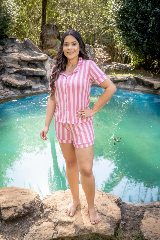 Pijama Americano com short- malha suede