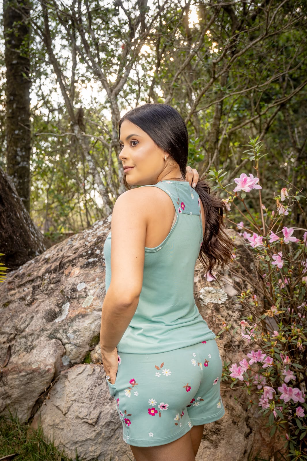 Pijama nadador com bolso- malha suede