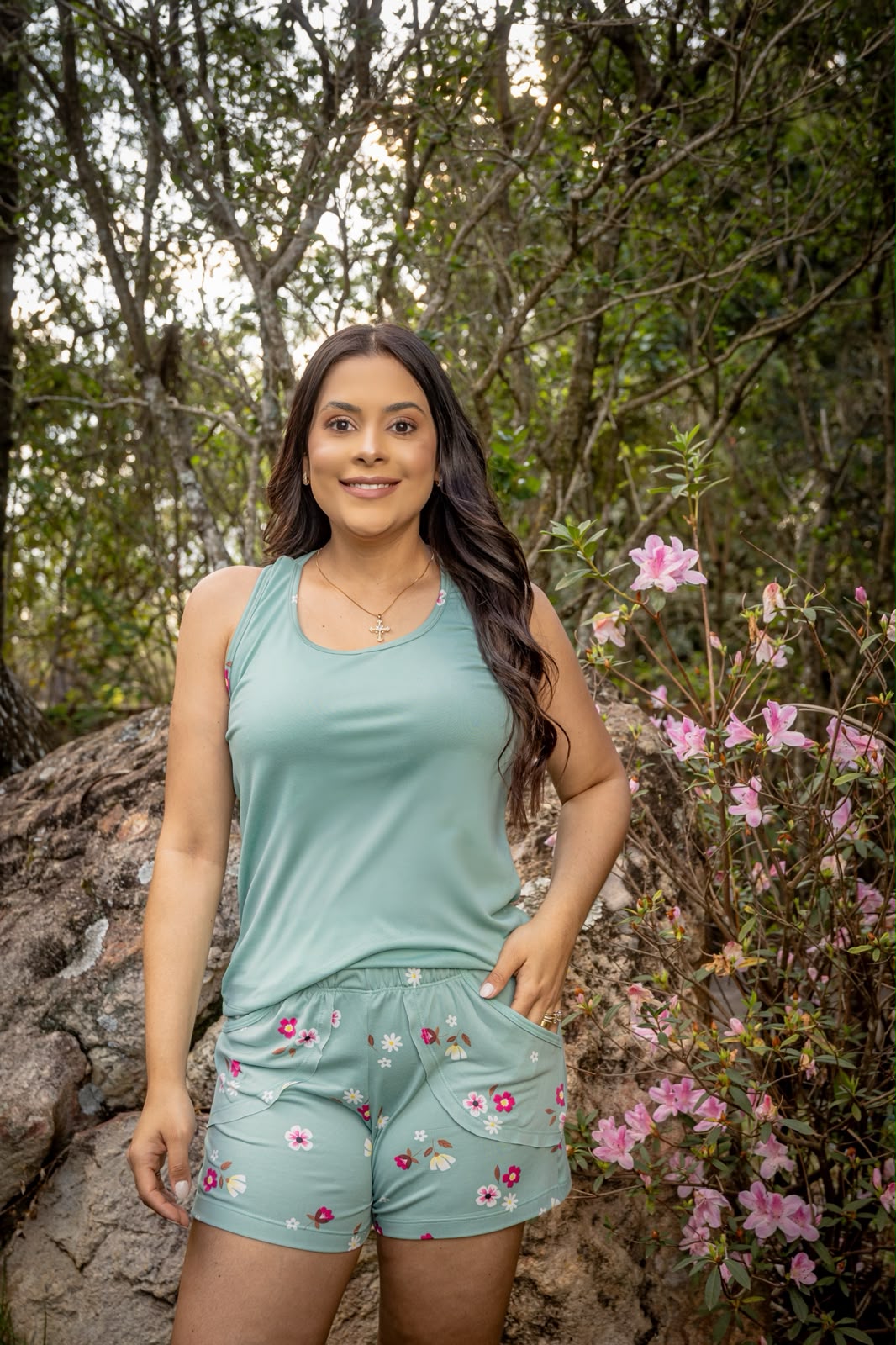 Pijama nadador com bolso- malha suede