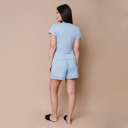 Pijama Manga com Short - Malha Suede
