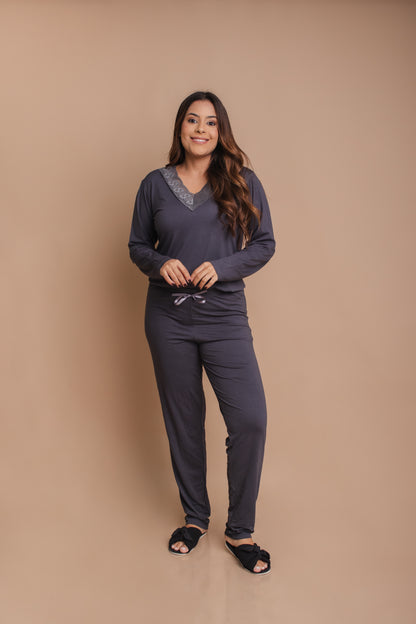 Pijama Feminino Longo - Malha Confort NÃO TEM TROCA