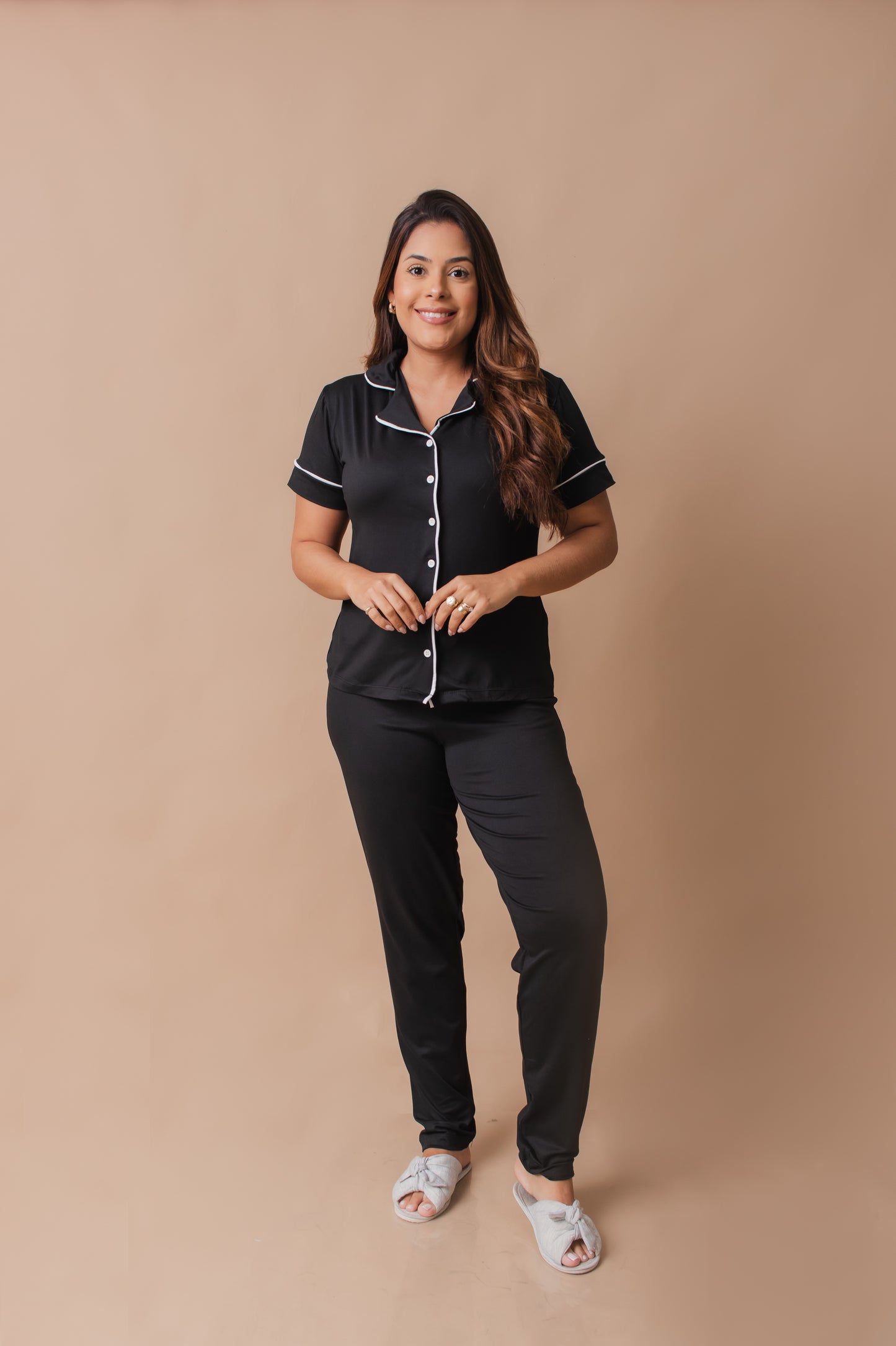 Pijama Americano Meia Estação - Malha Suede