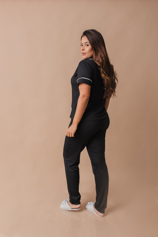 Pijama Americano Meia Estação - Malha Suede