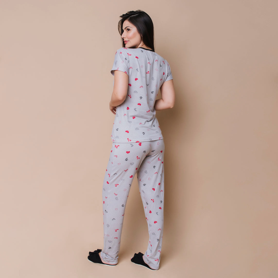 Pijama feminino Manga com Calça - Malha Suede