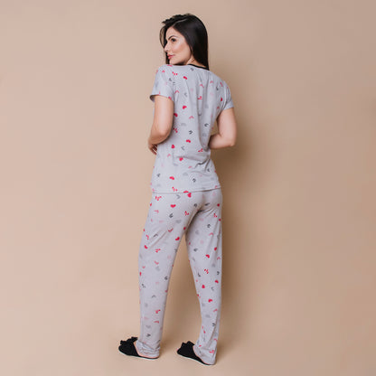 Pijama feminino Manga com Calça - Malha Suede