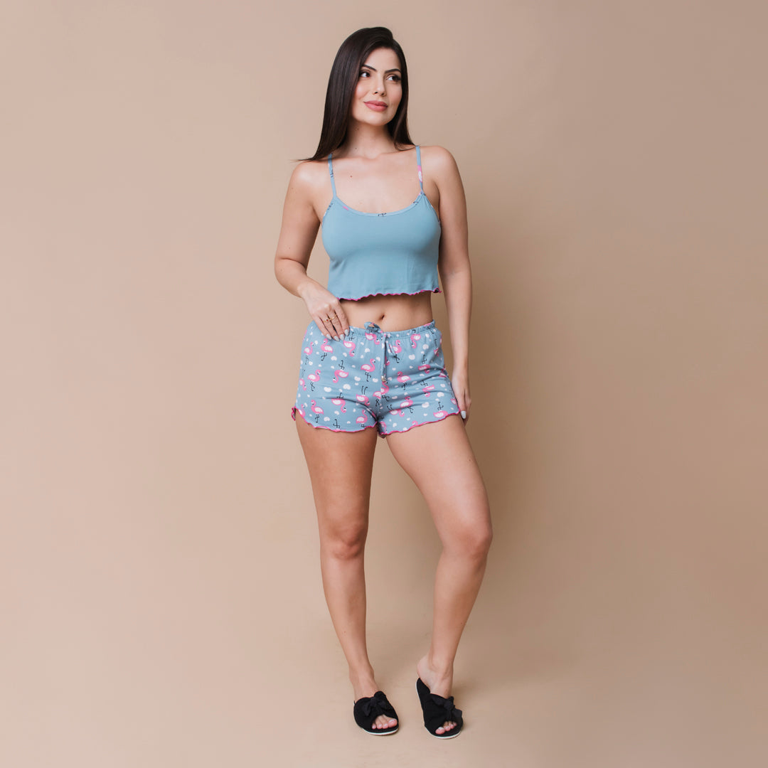 Pijama Feminino Cropped - Malha suede (M e G)