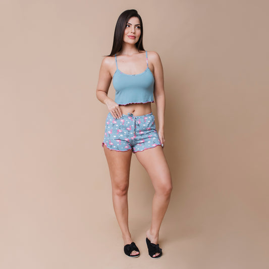 Pijama Feminino Cropped - Malha suede (M e G)