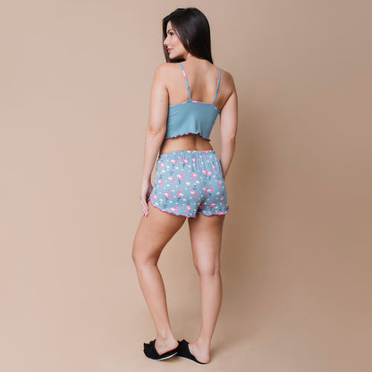 Pijama Feminino Cropped - Malha suede (M e G)