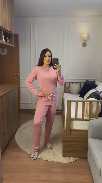 Pijama Feminino Longo - Malha Suede