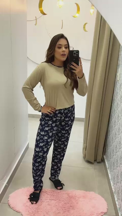 Pijama Feminino Longo - Malha Suede
