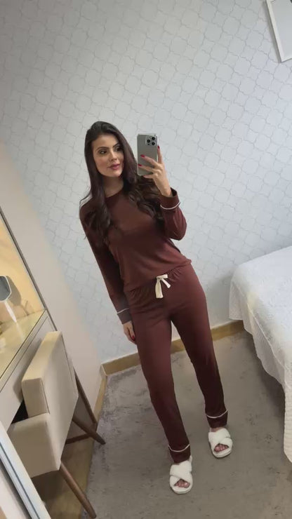 Pijama Feminino Longo - Malha Suede