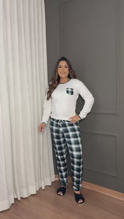 Pijama Feminino Longo - Malha Suede